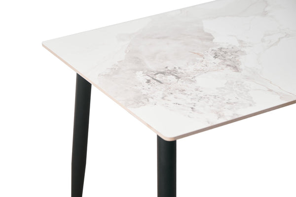 English Elm Modern Sintered Stone Rectangular Dining Table with Tapered Black Legs Seats Four W1911S00018