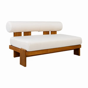 English Elm Patio Acacia Wood Loveseat and Coffee Table Set for Outdoor Lounge Spaces N776P387848B