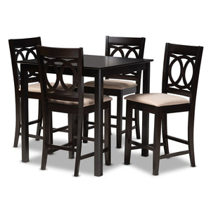 Baxton Studio Baxton Studio Modern 5-Piece Pub Set with Espresso Brown Finish and Plush Sand Upholstered Chairs Lenoir Sand RH315P-Sand/Dark Brown-5PC Pub Set