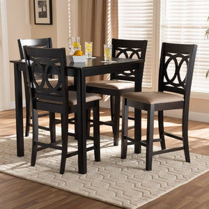 Baxton Studio Baxton Studio Modern 5-Piece Pub Set with Espresso Brown Finish and Plush Sand Upholstered Chairs Lenoir Sand RH315P-Sand/Dark Brown-5PC Pub Set