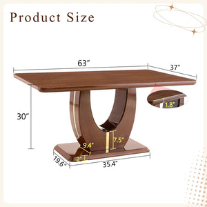 English Elm Modern Mdf Dining Table Seats Six with U-shaped Legs for Minimalist Interiors Wood W1151S04163