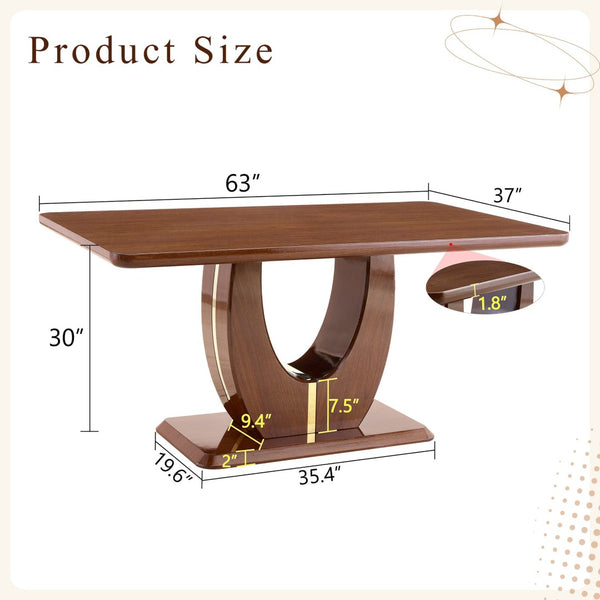English Elm Modern Mdf Dining Table Seats Six with U-shaped Legs for Minimalist Interiors Wood W1151S04163