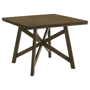 English Elm Maxine Brown Square Counter Dining Set with Mindi Veneer Table and Upholstered Chairs B062S01452