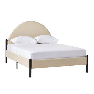 Queen Metal and Upholstered Bed with Arched Headboard Oatmeal GASB5COM Walker Edison