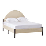 Queen Metal and Upholstered Bed with Arched Headboard Oatmeal GASB5COM Walker Edison