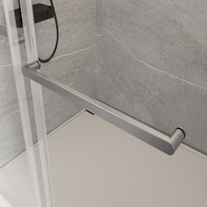 English Elm 56-60 in Frameless Bypass Tub Shower Door Soft Close Tempered Glass Brushed Nickel W1920P385329