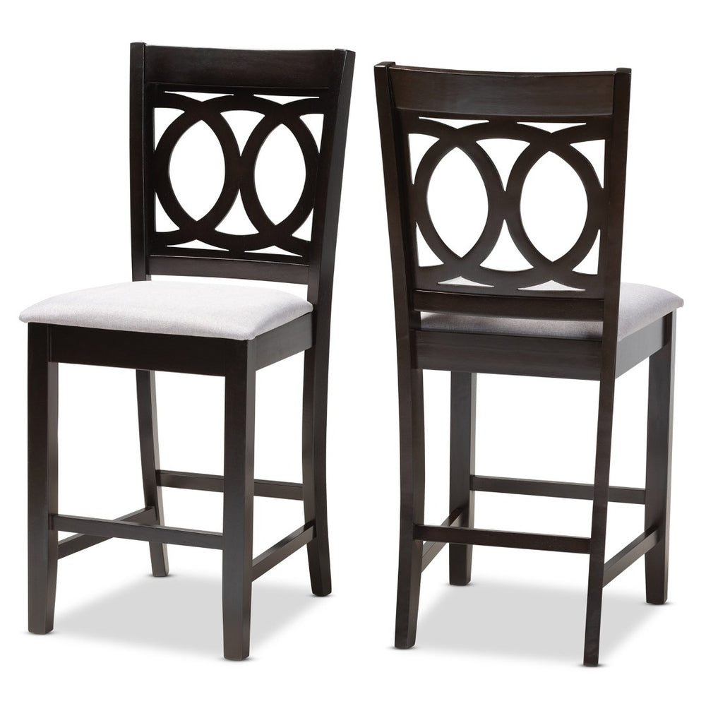 Baxton Studio Baxton Lenoir Gray Fabric Counter-Height Pub Chair Set of 2 – Modern Design for Stylish Dining Spaces RH315P-Grey/Dark Brown-PC