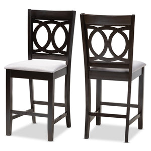 Baxton Studio Baxton Lenoir Gray Fabric Counter-Height Pub Chair Set of 2 – Modern Design for Stylish Dining Spaces RH315P-Grey/Dark Brown-PC
