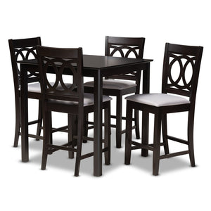 Baxton Studio Baxton Studio Modern 5-Piece Pub Set with Espresso Brown Finish and Plush Sand Upholstered Chairs Lenoir Gray RH315P-Grey/Dark Brown-5PC Pub Set
