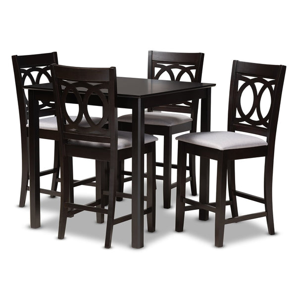 Baxton Studio Baxton Studio Modern 5-Piece Pub Set with Espresso Brown Finish and Plush Sand Upholstered Chairs Lenoir Gray RH315P-Grey/Dark Brown-5PC Pub Set