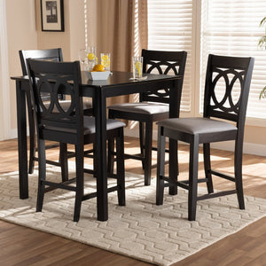 Baxton Studio Baxton Studio Modern 5-Piece Pub Set with Espresso Brown Finish and Plush Sand Upholstered Chairs Lenoir Gray RH315P-Grey/Dark Brown-5PC Pub Set