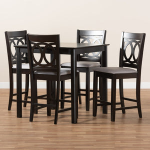 Baxton Studio Baxton Studio Modern 5-Piece Pub Set with Espresso Brown Finish and Plush Sand Upholstered Chairs Lenoir Gray RH315P-Grey/Dark Brown-5PC Pub Set