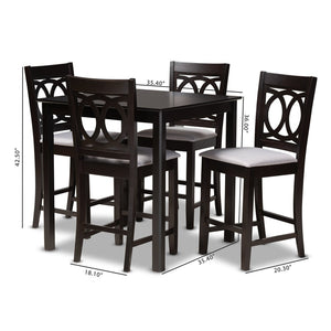 Baxton Studio Baxton Studio Modern 5-Piece Pub Set with Espresso Brown Finish and Plush Sand Upholstered Chairs Lenoir Gray RH315P-Grey/Dark Brown-5PC Pub Set