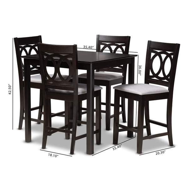 Baxton Studio Baxton Studio Modern 5-Piece Pub Set with Espresso Brown Finish and Plush Sand Upholstered Chairs Lenoir Gray RH315P-Grey/Dark Brown-5PC Pub Set