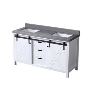 English Elm White Double Bath Vanity With Grey Quartz Countertop – Elegant Design, Ample Storage & Soft-Close Doors B2731P260037-GIGA