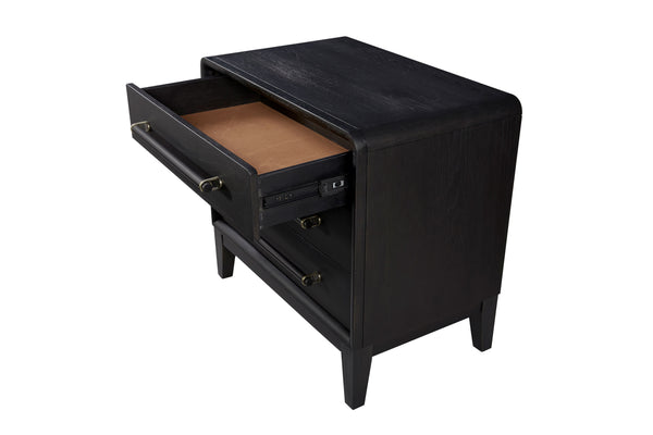 English Elm 3 Solid Wood Nightstand with USB Charging Port and Three Storage Drawers, Custom Hardware Appeal Black 31.5 L x 20.5 W x 25.75 H B2699P237490