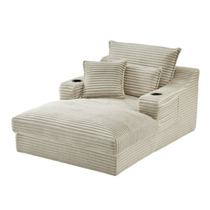 English Elm 47.24 Inch Cotton Upholstered Lounge Sofa with S-curve Arms and Deep Cushioned Seat W3396P410208