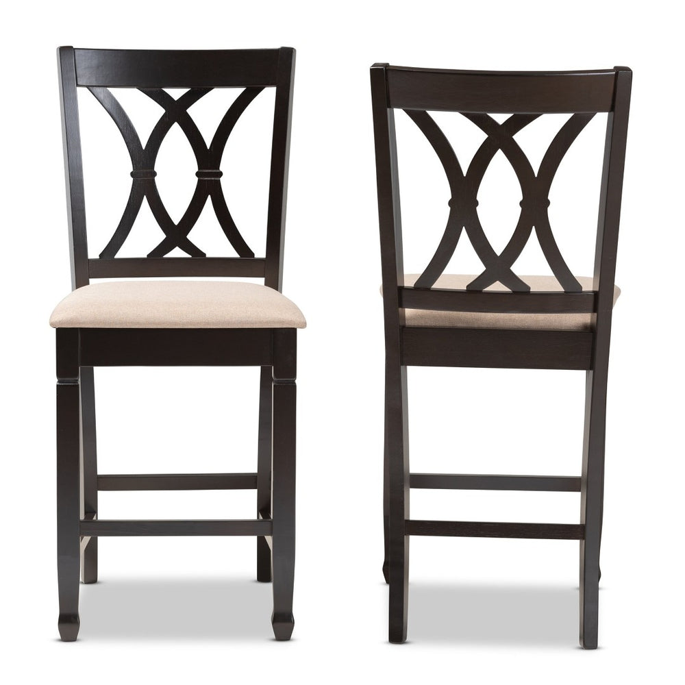 Baxton Studio Baxton Studio Reneau Counter Height Pub Chair Set of 2 - Modern Espresso Brown Fabric Elegance RH316P-Sand/Dark Brown-PC