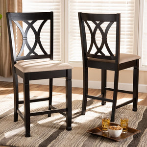 Baxton Studio Baxton Studio Reneau Counter Height Pub Chair Set of 2 - Modern Espresso Brown Fabric Elegance RH316P-Sand/Dark Brown-PC