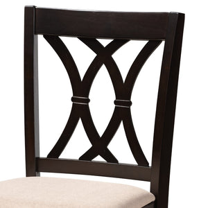Baxton Studio Baxton Reneau 5-Piece Modern Pub Set - Sand Upholstered Chairs & Espresso Table for Small Spaces RH316P-Sand/Dark Brown-5PC Pub Set