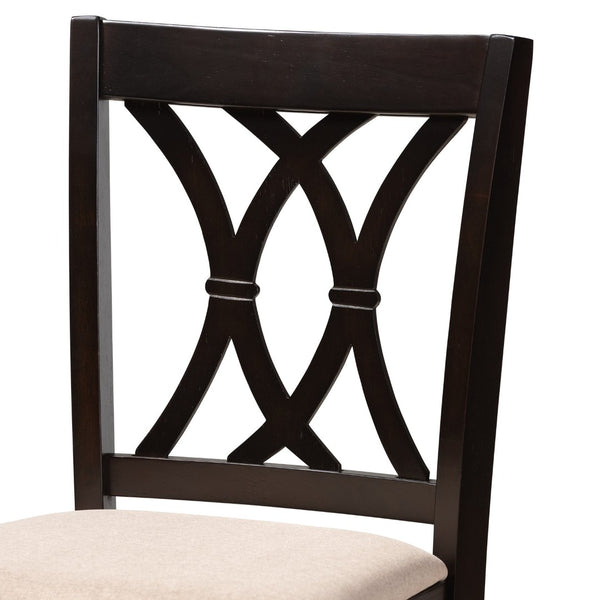 Baxton Studio Baxton Reneau 5-Piece Modern Pub Set - Sand Upholstered Chairs & Espresso Table for Small Spaces RH316P-Sand/Dark Brown-5PC Pub Set