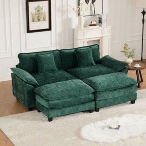 English Elm Wider Armrest Loveseat - Modern Green Chenille Couch With Cloud-Like Comfort For Any Space W1143S00038-GIGA