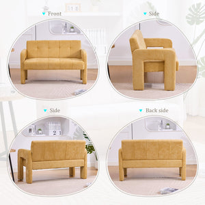 English Elm Nordic Ergonomic Double Armchair Upholstered Chenille Sofa 2-Seater Compact Lounge Chair 550LB Capacity Yellow W395P380536