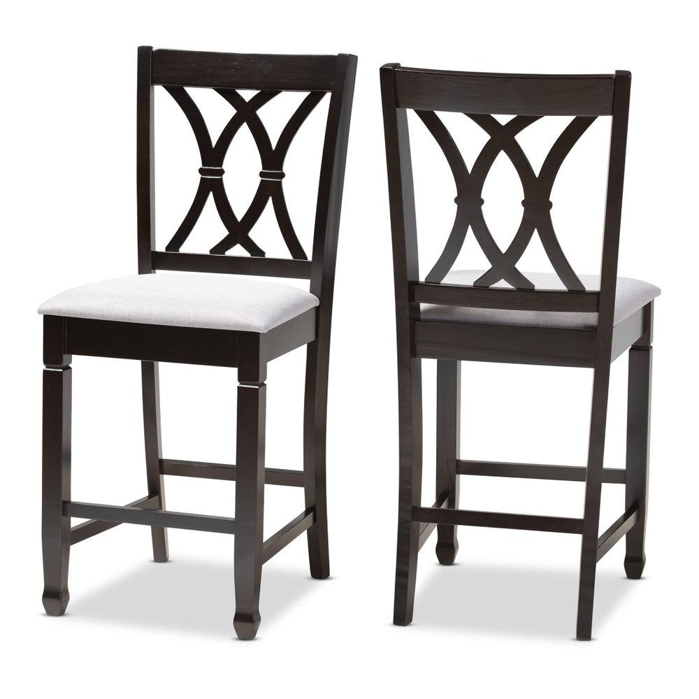Baxton Studio Baxton Reneau Modern Gray Fabric Pub Chair Set of 2 – Stylish Espresso Wood Frame for Dining Spaces RH316P-Grey/Dark Brown-PC