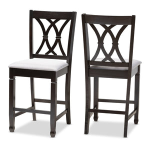 Baxton Studio Baxton Reneau Modern Gray Fabric Pub Chair Set of 2 – Stylish Espresso Wood Frame for Dining Spaces RH316P-Grey/Dark Brown-PC