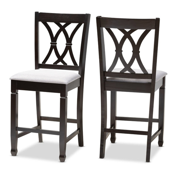 Baxton Studio Baxton Reneau Modern Gray Fabric Pub Chair Set of 2 – Stylish Espresso Wood Frame for Dining Spaces RH316P-Grey/Dark Brown-PC
