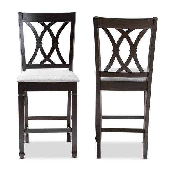 Baxton Studio Baxton Reneau Modern Gray Fabric Pub Chair Set of 2 – Stylish Espresso Wood Frame for Dining Spaces RH316P-Grey/Dark Brown-PC