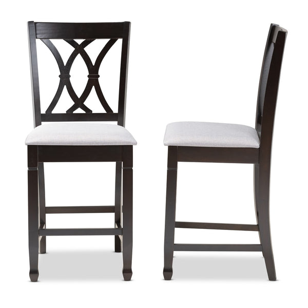 Baxton Studio Baxton Reneau Modern Gray Fabric Pub Chair Set of 2 – Stylish Espresso Wood Frame for Dining Spaces RH316P-Grey/Dark Brown-PC