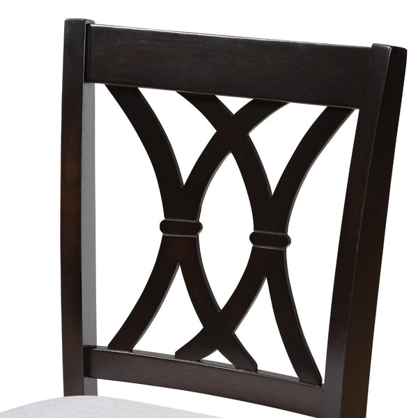 Baxton Studio Baxton Reneau Modern Gray Fabric Pub Chair Set of 2 – Stylish Espresso Wood Frame for Dining Spaces RH316P-Grey/Dark Brown-PC