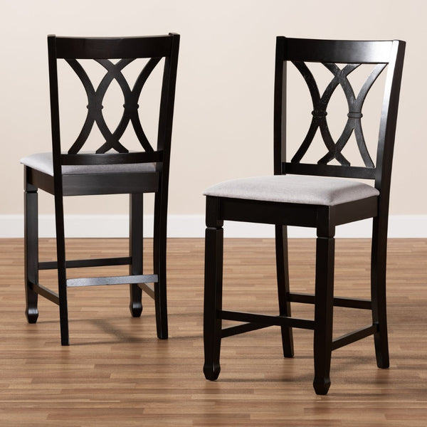 Baxton Studio Baxton Reneau Modern Gray Fabric Pub Chair Set of 2 – Stylish Espresso Wood Frame for Dining Spaces RH316P-Grey/Dark Brown-PC