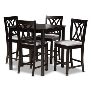 Baxton Studio Baxton Studio 5-Piece Modern Pub Set with Espresso Wood Table & Gray Upholstered Chairs for Small Spaces RH316P-Grey/Dark Brown-5PC Pub Set