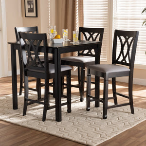 Baxton Studio Baxton Studio 5-Piece Modern Pub Set with Espresso Wood Table & Gray Upholstered Chairs for Small Spaces RH316P-Grey/Dark Brown-5PC Pub Set