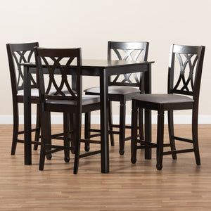 Baxton Studio Baxton Studio 5-Piece Modern Pub Set with Espresso Wood Table & Gray Upholstered Chairs for Small Spaces RH316P-Grey/Dark Brown-5PC Pub Set
