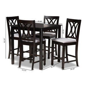 Baxton Studio Baxton Studio 5-Piece Modern Pub Set with Espresso Wood Table & Gray Upholstered Chairs for Small Spaces RH316P-Grey/Dark Brown-5PC Pub Set
