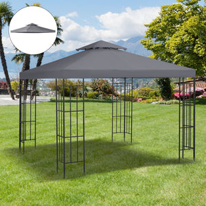 English Elm Outsunny 9.8' X 9.8' Dark Gray Gazebo Replacement Canopy - Uv-Resistant, Two-Tier Design For Comfort W2225P200640-GIGA