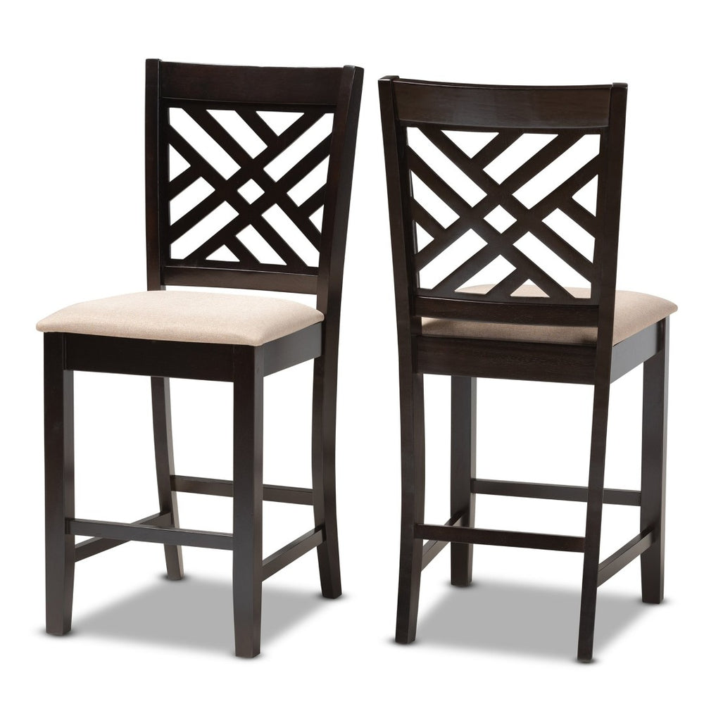 Baxton Studio Baxton Studio Caron Modern Pub Chair Set - Espresso Wood & Plush Fabric, Perfect for Kitchen Bars! RH317P-Sand/Dark Brown-PC
