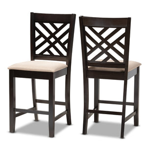 Baxton Studio Baxton Studio Caron Modern Pub Chair Set - Espresso Wood & Plush Fabric, Perfect for Kitchen Bars! RH317P-Sand/Dark Brown-PC