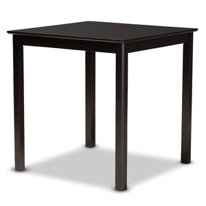 Baxton Studio Baxton Caron 5-Piece Modern Pub Set - Espresso Brown Table & Sand Fabric Chairs for Cozy Dining RH317P-Sand/Dark Brown-5PC Pub Set