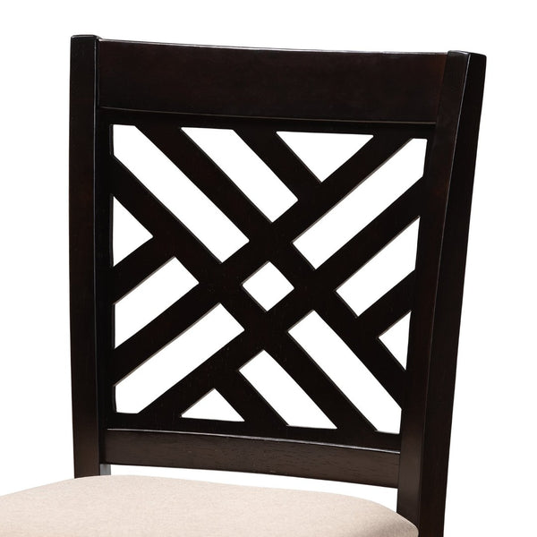 Baxton Studio Baxton Caron 5-Piece Modern Pub Set - Espresso Brown Table & Sand Fabric Chairs for Cozy Dining RH317P-Sand/Dark Brown-5PC Pub Set