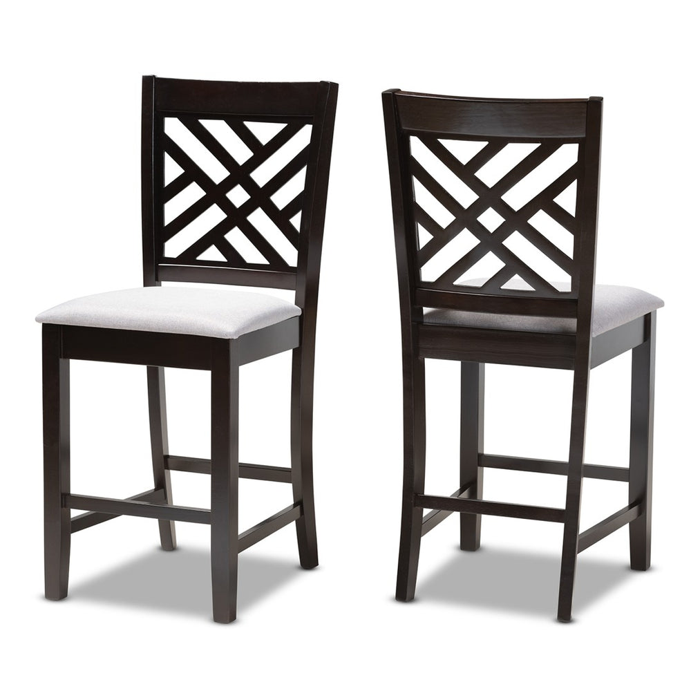 Baxton Studio Baxton Caron Modern Gray Fabric Counter Height Pub Chair Set of 2 - Stylish Comfort for Dining Spaces RH317P-Grey/Dark Brown-PC