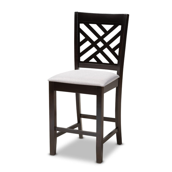 Baxton Studio Baxton Caron 5-Piece Modern Gray Fabric Pub Set with Espresso Brown Finish for Stylish Dining Spaces RH317P-Grey/Dark Brown-5PC Pub Set