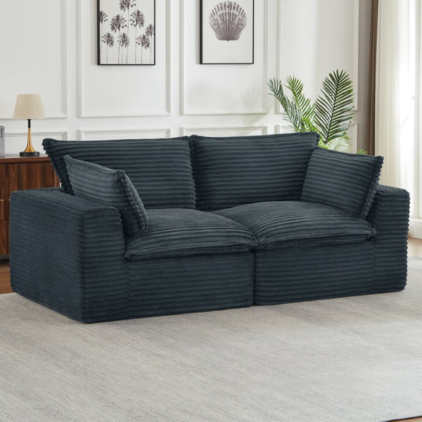 English Elm Loveseat Corduroy Cloud Couch Modular Design for Plush Deep Lounging in Any Room W2339P379593
