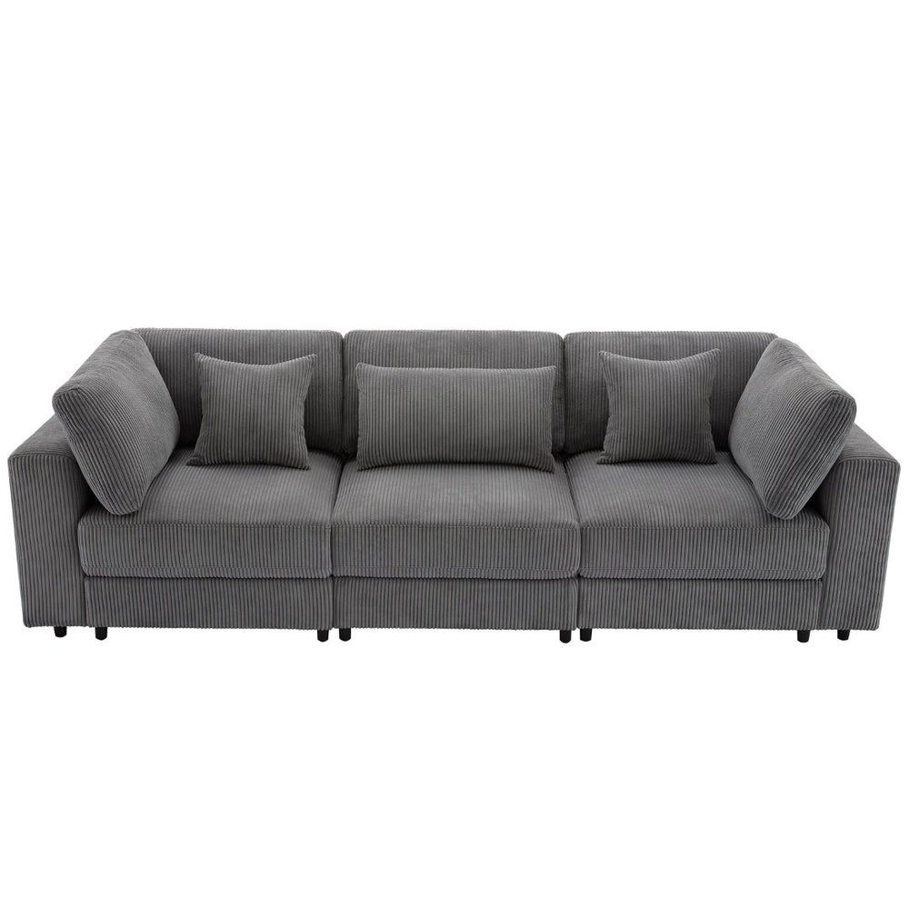 English Elm Sofa Corduroy Upholstered Living Room Couch with Spring Support and Wooden Frame WF532116AAE