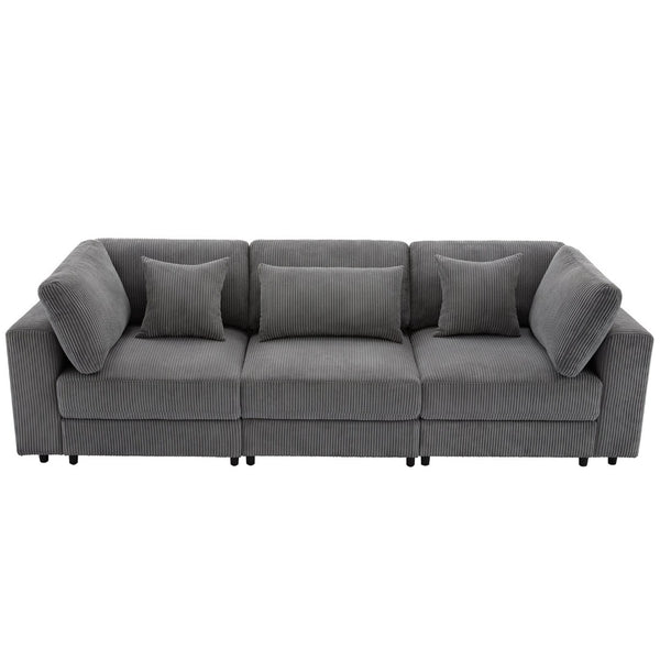 English Elm Sofa Corduroy Upholstered Living Room Couch with Spring Support and Wooden Frame WF532116AAE