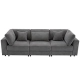 English Elm [ Video Provided] 105'' 3 Seater Sofa With Removable Back Cushions and 5 Pillows , For Living Room, Apartment, Spacious Space