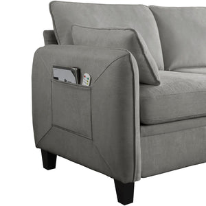 English Elm 102 Inch Linen Modular Sectional Sofa with Hidden Storage and Cloud Cushion Comfort Dark Grey W1099S00216